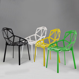 定制现代简约休闲椅靠背餐椅子 铁艺塑料椅时尚椅创意洽谈桌椅