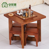 安居馨茶桌椅组合茶几实木小茶桌阳台桌椅泡茶方桌多功能茶台C83