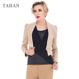 TAHAN太和春季新品短外套女时尚优雅百搭长袖短款小西装TAC11B301