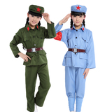 革命军装 长袖红卫兵服装 儿童红军服装 文革解放演出服装 摄影