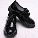 儿童皮鞋男童单鞋黑色 花童学生表演演出皮鞋 亮面精品