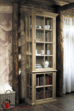 北欧现代简欧实木复古做旧书柜展示柜欧式法式橡木餐边柜酒柜家具