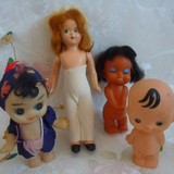 80年代 古董娃娃  日本老胶皮硬塑 陶瓷娃娃 4个