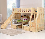 廣州香港全套實木家具訂制雙層床兒童成人滑梯床1.2米床書桌組合