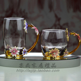 进口水晶玻璃杯水杯花茶杯咖啡杯情侣杯子便携随手创意对杯礼品