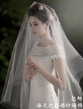 新娘头纱简约单层遮面搭肩素纱3米1.5米短头纱超长软头纱婚纱新款