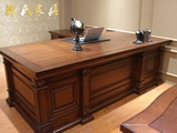 高档纯楠木2.4米大班台老板桌油漆实木办公桌欧式办公家具纯手工