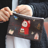 韩国正品Jetoy可爱猫咪便携纯棉化妆包手拿 包喵星人多用收纳包