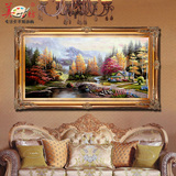 手绘油画欧式美式客厅装饰画有框壁画托马斯山水风景挂画大幅横版