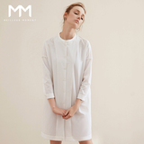商场同款MM麦檬2016秋季新款白色立领衬衫中长款长袖直筒衬衣女