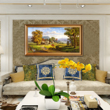 别墅酒店欧式高档装饰画客厅纯手绘油画办公室大幅挂画带外框单幅