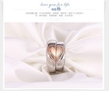 韩版创意饰品情侣戒指 纯银925心形对戒一对指环刻字玫瑰金 男女