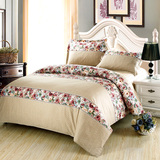 宫廷风格素色纯色小花纯棉4件套被套床单枕套四件套100%全棉布料