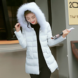 冬季外套女装2016韩版女款棉衣中长款大码修身纯色大毛领羽绒棉服