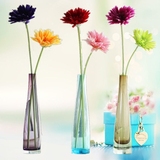 现代简约时尚水晶玻璃花瓶家居装饰品摆件非洲菊仿真花餐桌小花插