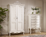 欧式实木衣柜白色描银衣橱卧室两门柜储物柜复古雕花小户型双门柜