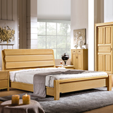美隆伟华 中式简约1.5米1.8米榉木实木大床单人床双人床婚床 301