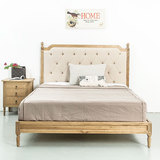 HC 欧式床 法式乡村橡木实木架子床 卧室1.8m1米5双人亚麻布艺床
