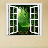 佩格F24 3D仿真窗户墙贴客厅电视背景墙纸卧室3D装饰贴画窗外森林