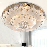 欧式客厅LED吸顶灯圆形奢华水晶灯大气卧室灯遥控变色水晶餐厅灯