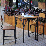 美式乡村住宅家具铁艺餐桌餐椅组合快餐厅咖啡咖啡馆休闲桌椅方桌