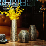 景德镇陶瓷器客厅花瓶三件套立体家居装饰工艺圆形新中式花瓶摆件