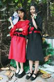 NIUNIU同学 独家定制回馈！日式和风暗黑+正红武士风盘扣系带长袍