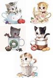 diy数字油画包邮特价 手绘画客厅风景卡通儿童装饰画 茶杯猫