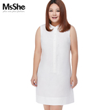 预售MsShe大码女装2016新款春装胖MM显瘦棉质无袖衬衫背心裙11268