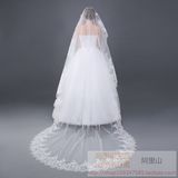 新娘新款头纱婚纱礼服结婚新款蕾丝3米5米10米韩式拖尾头纱 包邮