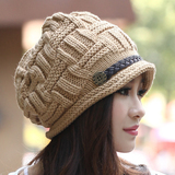 帽子女冬天潮韩国秋冬季保暖针织帽时尚护耳贝雷帽百搭纯色毛线帽
