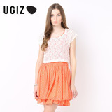 UGIZ韩国夏季女装时尚修身钩花两件套连衣裙波点UBOW503A专柜正品