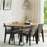 美式铁艺Y型桌腿松木餐桌 原木创意经典实木书桌 办公桌 长会议桌