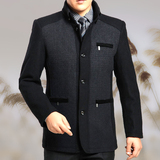 2016优质新款中年男装秋冬款羊毛呢子大衣男士中长款夹克妮子外套