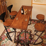 创意餐桌椅组合奶茶店咖啡桌星巴克椅餐厅餐桌铁艺实木桌子高脚凳