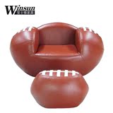 创意橄榄球沙发现代沙发凳休闲椅子懒人沙发单人旋转皮革个性沙发