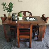 古船木茶桌实木泡茶台功夫茶几老船木茶桌椅组合小型茶艺桌阳台桌