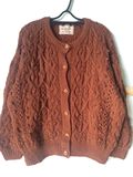 vintage复古纯羊毛纯色麻花豆豆粗线编织孤品毛衣开衫