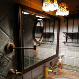 巴布奇 新款全实木浴室镜中式美式防水卫浴镜子洗手间壁挂镜免邮