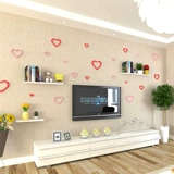 爱心形墙壁贴 3D立体木质可移除电视背景墙壁饰客厅卧室包邮