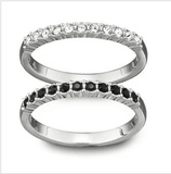 黑白镶钻情侣戒指 施华洛世奇正品代购对戒 男女时尚戒指 1062754