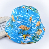 夏威夷风格海滨防晒太阳帽天蓝沙滩帽子男女椰树盆帽渔夫帽钓鱼帽