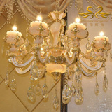 欧式奢华锌合金蜡烛玉石水晶吊灯高档餐厅灯简约客厅卧室创意灯具
