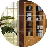 实木书柜 自由组合带门实木橡木储物柜书架组合三门二门 玻璃书柜