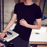 男士短袖t恤男韩版修身半袖T恤纯色圆领短袖男装夏季潮紧身打底衫