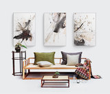 现代客厅抽象画三联简约沙发背景墙画有框壁画挂画水墨黑白装饰画