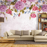 欧式复古田园墙纸壁画 客厅电视背景墙壁纸 艺术手绘花卉大型壁画