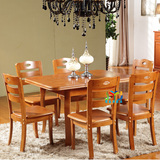 实木餐桌椅组合6人伸缩折叠长方形白色圆形小户型橡木小圆桌饭桌