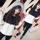 套头宽松两色长款可爱学院风学生单件秋冬季韩版修身女针织衫毛衣