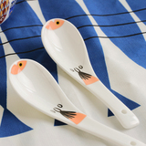 芊芊家蓝鱼日式家用简约骨瓷餐具调羹汤匙汤勺小勺小马戈陶瓷勺子
